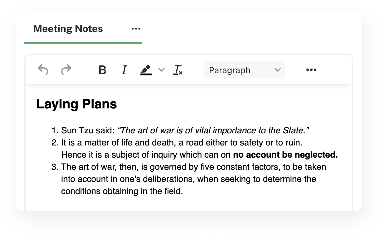 Notes Feature